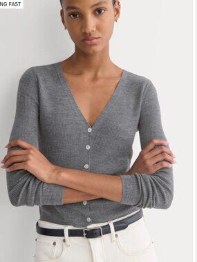 Everlane The Cardigan in Ultrasoft Merino Heather sz MEDIUM